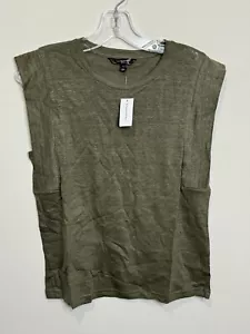 Banana Republic Linen Shirt Womens Small Green Thyme Sharp Shoulder Blouse Top - Picture 1 of 10