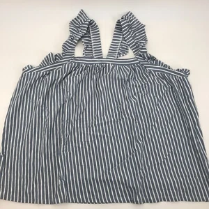 Ruffle Tank Top 4X Women's Plus Size Shirt Striped Blue White Sleeveless New - Picture 1 of 11