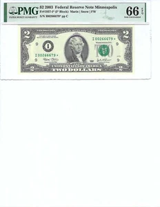 2003 $2 FRN FR1937I* PMG 66 EPQ, Minneapolis * Note S/N I00266679*!!! - Picture 1 of 2