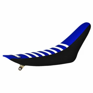 1998-2002 Yamaha YZF 250-450 Seat Cover BLACK SIDES / BLUE TOP / WHITE RIBS #76 - Picture 1 of 2