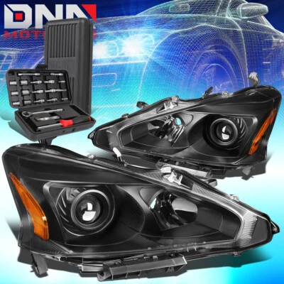 FOR 2013-2015 NISSAN ALTIMA BLACK HOUSING AMBER SIDE PROJECTOR HEADLIGHT+TOOLS - Image 1 of 4