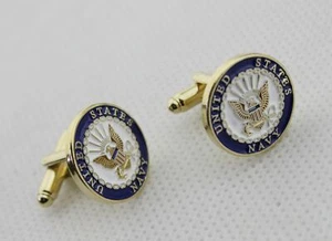 UA NAVY CUFFLINKS WITH GIFT BOX - Picture 1 of 4