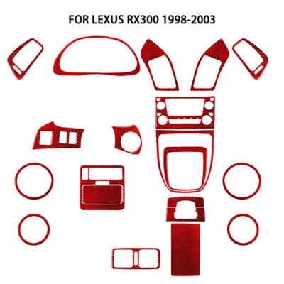 20 peças kit interior completo de fibra de carbono vermelho acabamento de capa para Lexus RX300 1988-2003 - Imagem 1 de 4