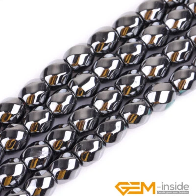 Barril giratorio facetado de hematita negra de 10 mm sin cuentas magnéticas para hacer joyas 15" Foto 1 de 4