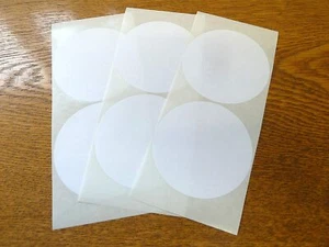 6 große matte weiße Papieraufkleber 88 mm 3,5 Zoll kreisförmige runde Haftetiketten BLC554 - Bild 1 von 1