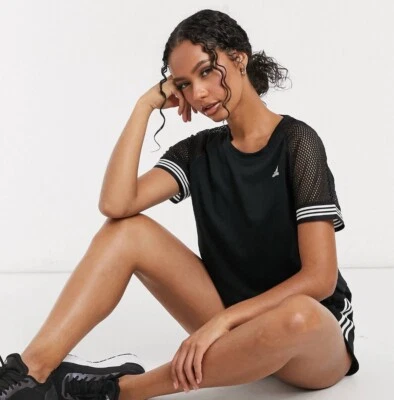 Adidas Women T-shirt Black Size: S Training 3 Stripe Mesh Short Sleeves T-shirt - Image 1 of 4