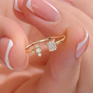 Diamant Manschettenring 18K Gelbgold Baguette und Marquise Form offen Diamantring - Bild 1 von 6