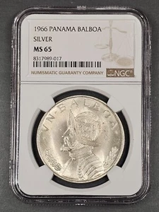 1966 Panama Silver Balboa NGC MS65 - Picture 1 of 4