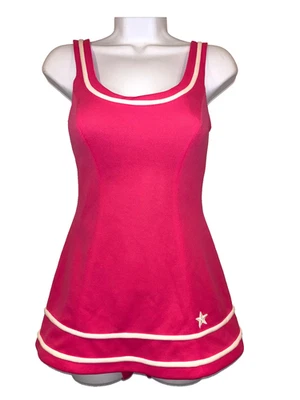Traje de baño vintage años 70 Cole of California HOT BARBIE PINK con falda talla 10 Foto 1 de 4