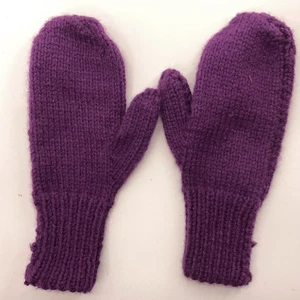 Home Knit Royal Dark Purple Winter Mittens - Picture 1 of 4