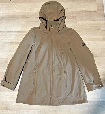 Calvin Klein Jacket Brown Extra Large Softshell Detachable Hood Windbreaker Mens - Image 1 of 4