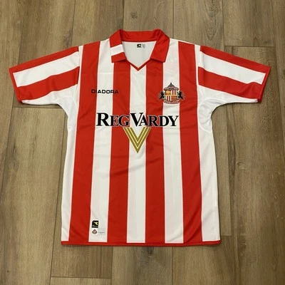 VTG! NWT 🌟SUNDERLAND🌟 DIADORA ENGLAND FOORBALL RED & WHITE STRIPE JERSEY SZ S - Image 1 of 4