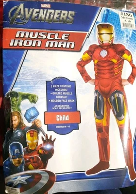 Marvel Avengers Muscle Iron Man With Mask Size Medium 8-10 - Image 1 of 4