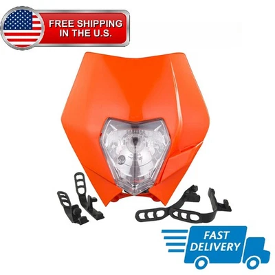 Orange Headlight Head Light Lamp Universal For SX SXF XC XCW EXC XCF Dirt Bike - Imagem 1 de 4