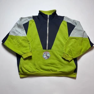 Maglione mezza zip pile Unlimited Fun vintage anni 90 boxy fit uomo verde XL - Foto 1 di 5