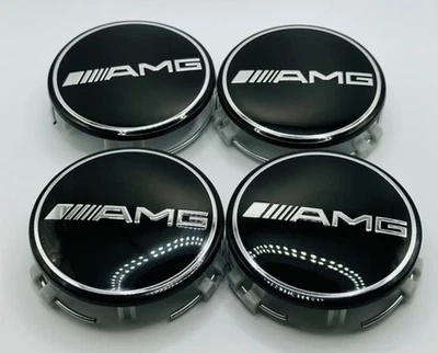 SET OF 4 x 75MM AMG WHEEL CENTER HUB CAPS FIT FOR MERCEDES BENZ C E CLS S B NEW Foto 1 de 4