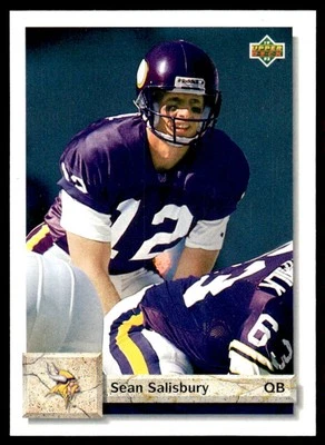 1992 Upper Deck Sean Salisbury Rookie Minnesota Vikings #614 - Image 1 of 2