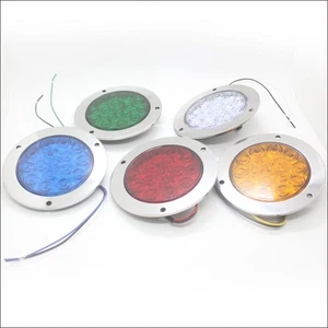 16-LED 4" Rund Blau Anhänger LKW Bremse Stopp Blinker Rücklicht 12/24V KFZ - Picture 1 of 11