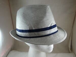 Stetson Fedora Hat adult Medium 100% Cotton 59cm Gray & Black 