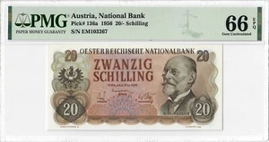 Österreich 20 Schilling 1956, PMG 66 EPQ, "Nationalbank" Pick# 136a - Bild 1 von 2