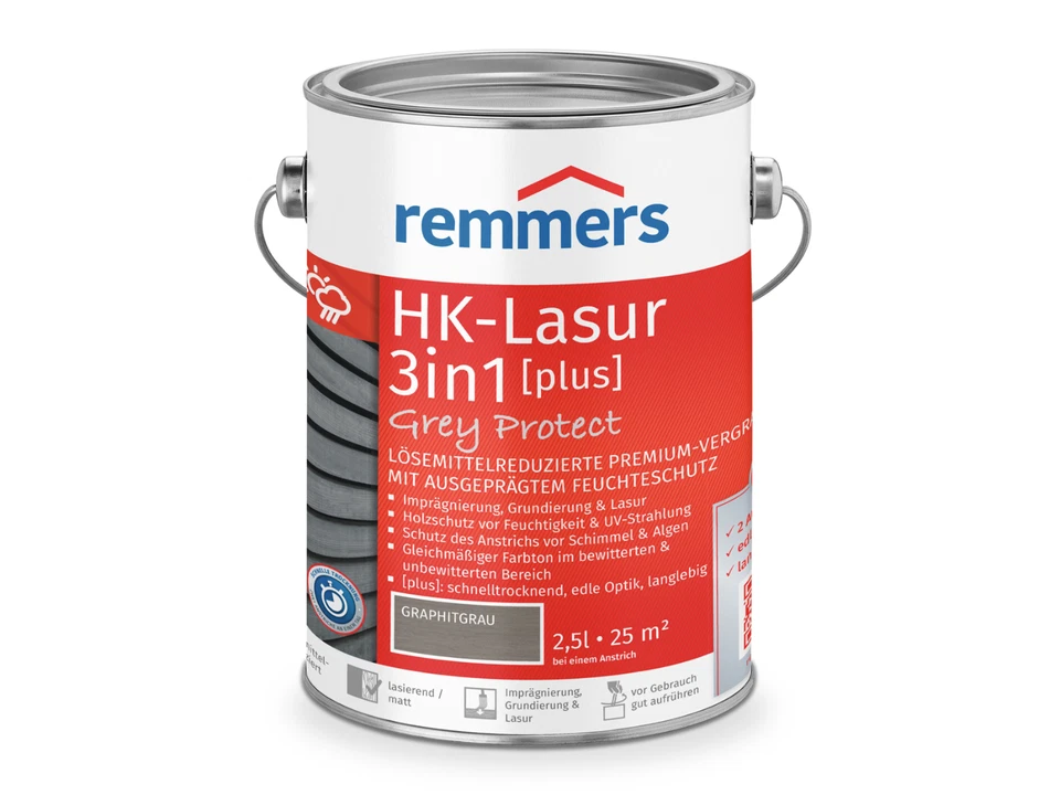 Remmers HK Lasur 3in1 Grey Protect [plus] 2,5 Liter Holzschutz vom Fachhändler! - Bild 1 von 1