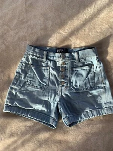 Gap Denim 25 High Rise 4" Short Girls Blue Cottone Blend Shorts Size 25 - Picture 1 of 4