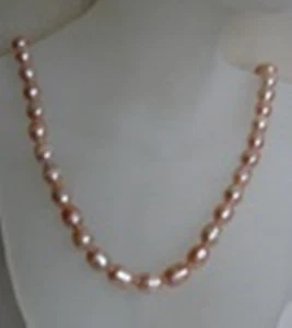 Kette Süßwasserzuchtperlen oval aprikot 42 cm - Bild 1 von 1