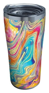 Tervis Stainless Steel 20 oz. Tumbler Tie Dye Swirl Slider Lid Blue Pink Gold - Picture 1 of 3