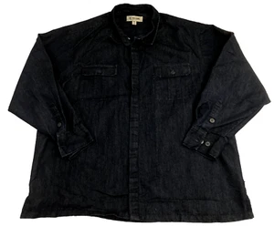 Stacy Adams Shirt Button Men Denim Dark Blue Pockets Size 2XL Logo - Picture 1 of 8