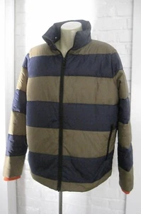 Kule Peyton Puffer Jacket Brown and  Navy Stripe Orange Accets Size S Exc Sale!! - Picture 1 of 7