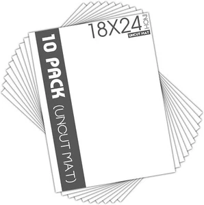 Pack of 10 Uncut White Core Matboards Acid Free 4-ply for Picture Photo Framing - Picture 1 of 77