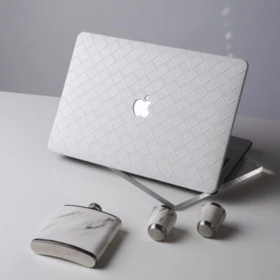 Wide White Woven Braided PU Leather Shell Case Cover For Apple MacBook Air Pro - Image 1 of 4