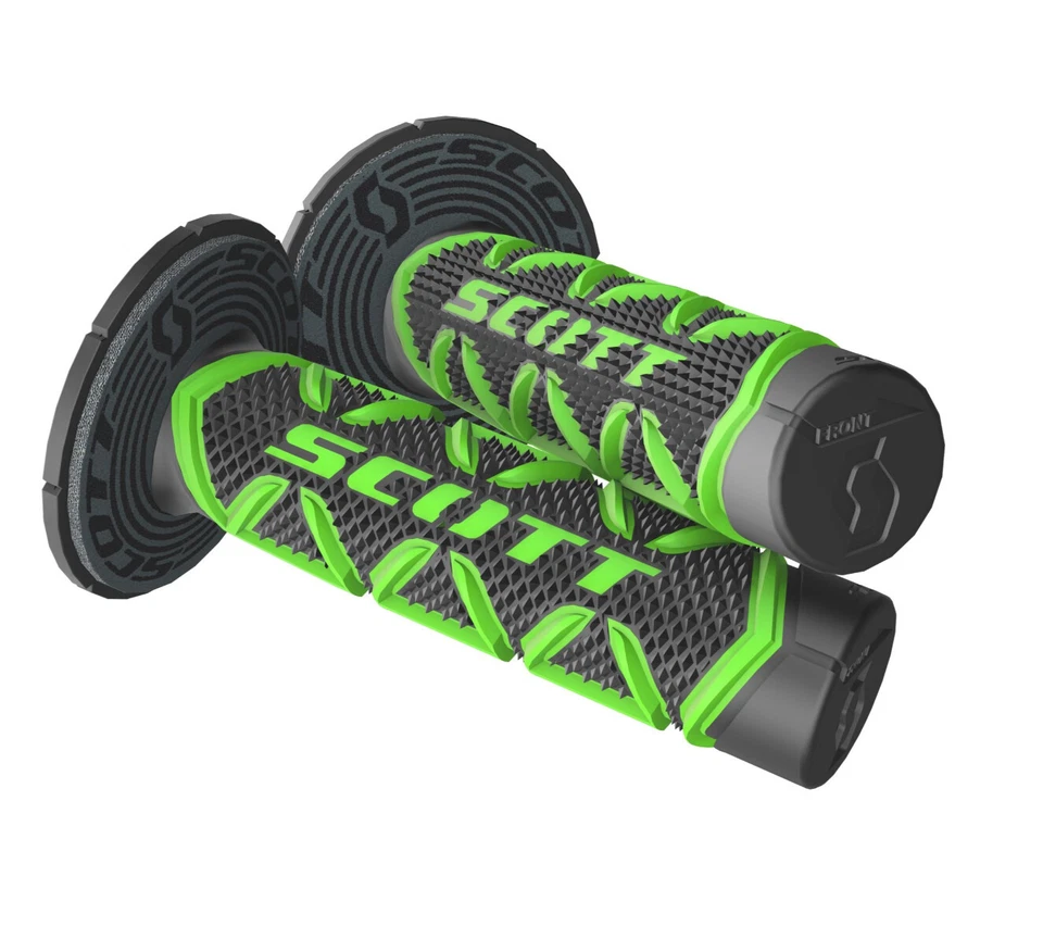 SCOTT DIAMOND HANDLEBAR GRIPS GREEN BLACK WITH DONUTS MOTOCROSS DIRTBIKE - Image 1 of 1