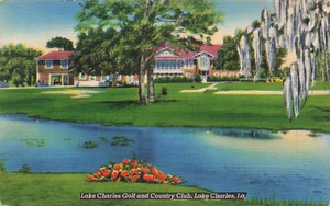 LAKE CHARLES GOLF AND COUNTRY CLUB VINTAGE LAKE CHARLES LA POSTCARD 1953 91423 S - Picture 1 of 2