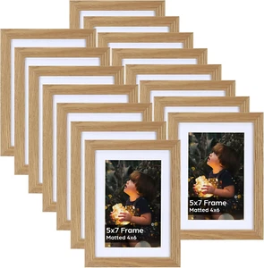 5X7 Picture Frame Set of 15, Display Pictures 4X6 with Mat or 5X7 without Mat, N - Picture 1 of 7