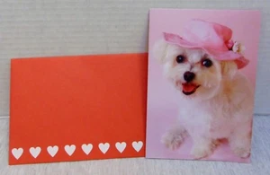 Tarjeta de San Valentín Leanin' Tree perro blanco con sobre - Imagen 1 de 3