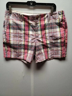 Dockers Pink Plaid Chino Shorts Women's Size 12 - Image 1 of 3