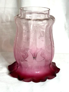 Victorian art glass art nouveau floral rubena lamp shade - Picture 1 of 3
