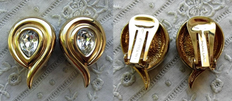 GOLDENE OHRCLIPS - KRISTALL - PIERRE LANG - WIE NEU - Bild 1 von 1