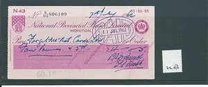 wbc. - CHEQUE - CH1253 - USED -1962- NATIONAL PROVINCIAL BANK, HONITON - Picture 1 of 1