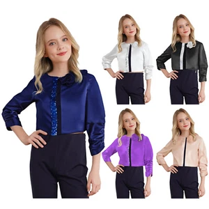 Kid Girls Jacket Classic Bolero Playful Coat Girly Sequins Coat Glamorous Soft - Picture 1 of 67