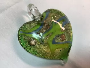 Großer mundgeblasener Kunstglas Lampwork Herz Briefbeschwerer Anhänger Murano Stil D17 - Bild 1 von 6