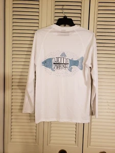Jetty Marine Supply Co Shirt Size Small Long Sleeve White Polyester Fish - Picture 1 of 5