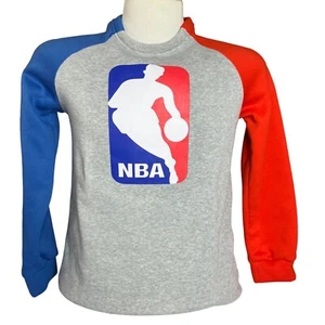 NBA Branded Youth Crew Neck Sweatshirt Gray Red Blue Fleece Lined Size Boys Larg - Picture 1 of 6