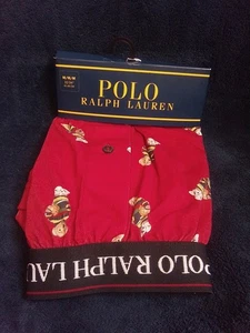 Polo Ralph Lauren Preppy Red Boxers with Bear Pattern Print Medium NWT - Picture 1 of 3
