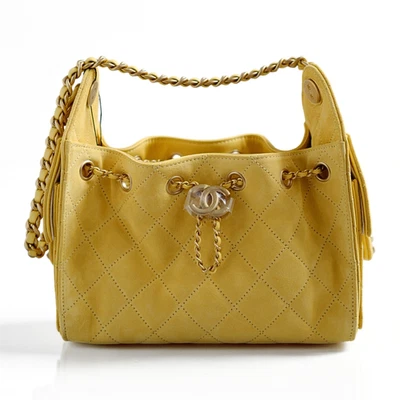 NUEVO Bolso de Hombro Chanel 26C Mini Hobo en Gamuza Amarilla con Herrajes Dorados Foto 1 de 4