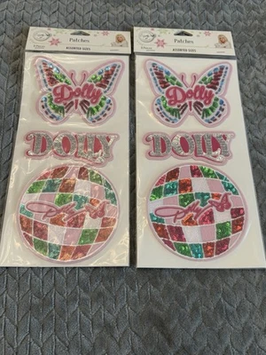2 Pack Dolly Parton Fabric Patches Butterfly Dolly Logo Disco Ball Sew Or Iron - Image 1 of 3