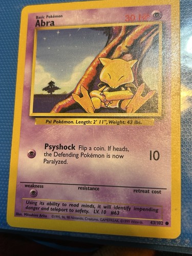 1995, 96, 98 Pokemon Card ** Abra ** - Base Set No. 43/102 - Common | eBay