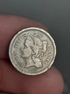 1868 Three Cent Nickel - Picture 1 of 4
