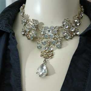 Ballgown Ready Retro Rhinestone Choker Necklace Vintage Regencycore - Picture 1 of 19